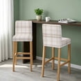 thumbnail image 2 of Brown Beige Plaid Bar Stool Covers - Stretch Dining Chair Covers Set of 2, Farmhouse Checkered Buffalo Bar Chair Cover Removable Counter Stool Pub Chairs Slipcovers Protectors for Kitchen/Cafe, 2 of 9