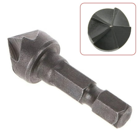 

Goodhd 1Pc Hex Shank 5 Flute Chamfering Tool Woodworking Hole Opener Countersink Drill