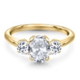 thumbnail image 3 of Gem Stone King 2.16 Ct Oval White Topaz 18K Yellow Gold Plated Silver Ring, 3 of 6