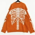 thumbnail image 2 of XIAOCHA Womens Sweaters Casual Skeleton Jacquard Crewneck Knit Pullover Sweater Loose Fit Long Sleeves Soft Comfortable Top Halloween Holiday, 2 of 3