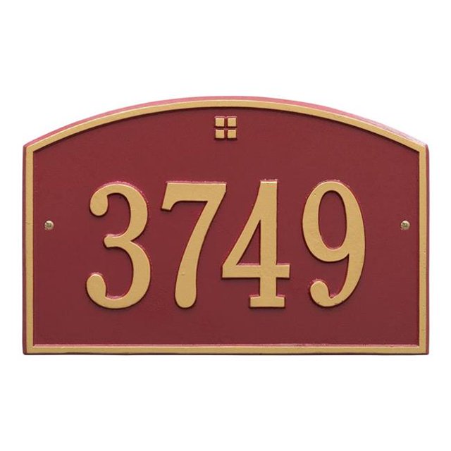 Whitehall Products 1175RG Standard Wall One Line Cape Charles Address Plaque, Red & Gold