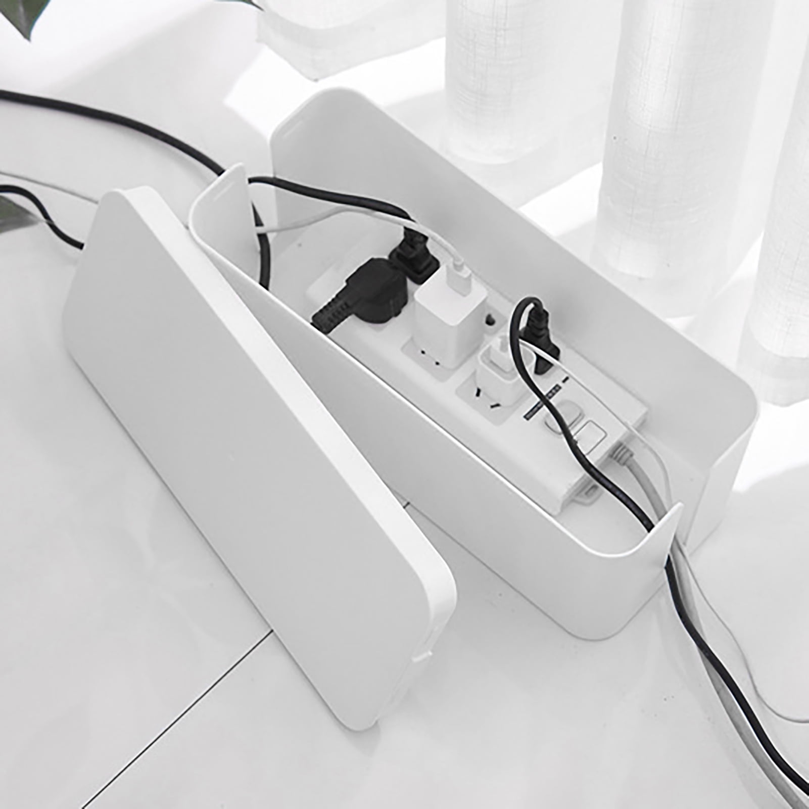 HomeLife Power Strip Storage Box Multi-purpose Strong Bearing Capacity Good Hardness Desk Anti-skid Cable Management Box for Office