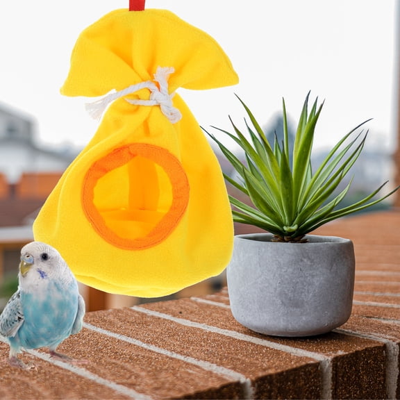 Milisten Yellow Plush Bird Hammock Bed, Soft Comfortable Sleeping Nest for Small Pet Birds and Parrots