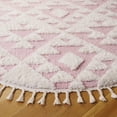 thumbnail image 3 of SAFAVIEH Moroccan Tassel Larry Geometric Shag Area Rug, Ivory/Pink, 6'7" x 6'7" Round, 3 of 7