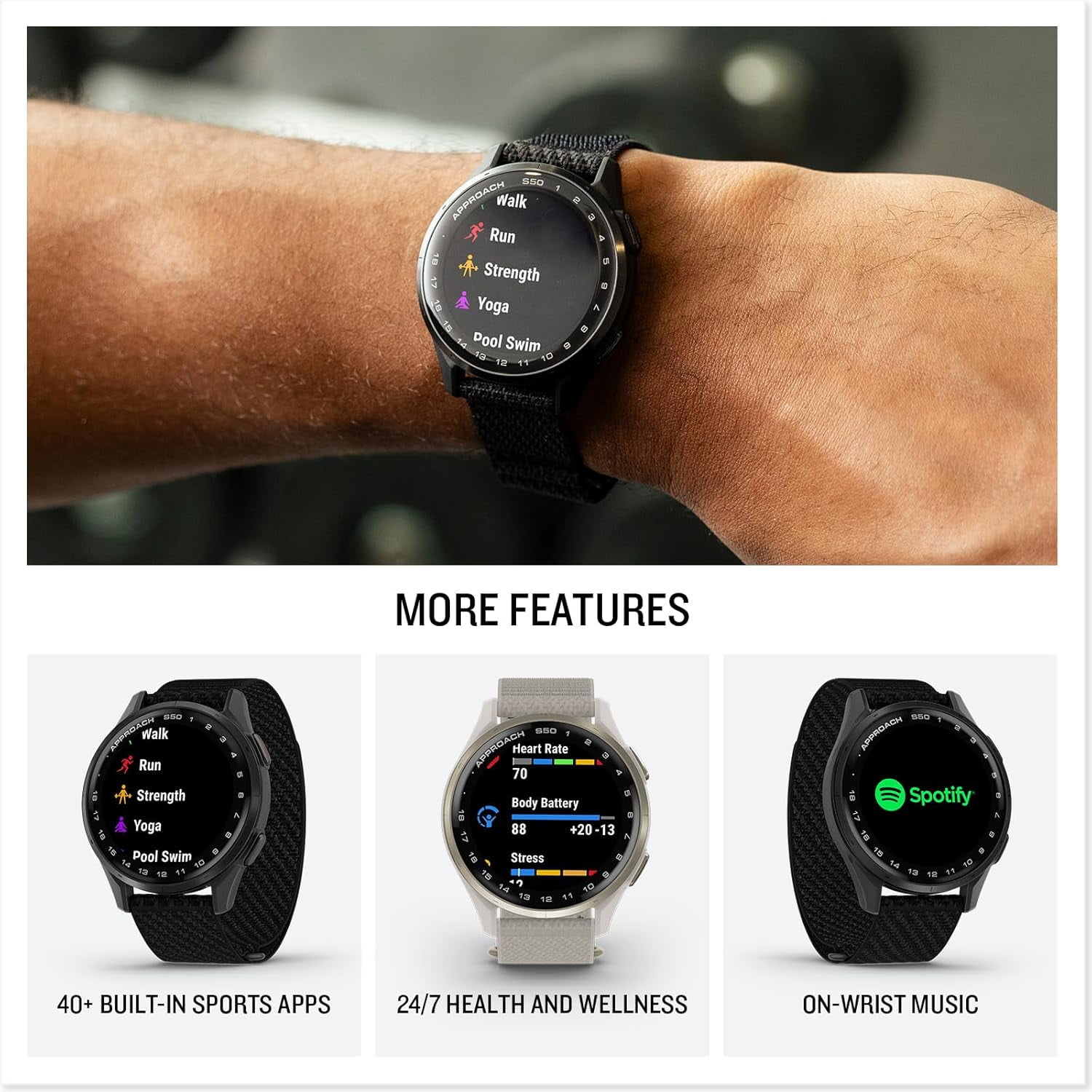 Garmin 010-03010-01 Approach S50, Advanced Golf GPS Smartwatch, AMOLED Display, On-Course Features Bundle with 2 YR CPS Enhanced Protection Pack