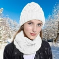 thumbnail image 6 of PMVFHDE Winter Hat and Scarf Set for Women Knitted Thickened Warm Two Piece Solid Color Soft Woven Design for Cold Weather White, 6 of 6