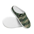thumbnail image 3 of Daiia Jungle Green Camo USA Flag Print Women’s Fuzzy Slippers Memory Foam Lightweight House Shoes Cozy Loafer Flannel House Shoes-35/36, 3 of 7