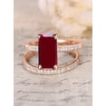 thumbnail image 2 of Limited Time Sale: 1.25 Carat Red Ruby (emerald cut Ruby) and Diamond Engagement Bridal Wedding Ring Set in 10k Rose Gold, 2 of 2