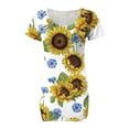 thumbnail image 4 of Mini vestido con cuello en V y mangas cortas a la moda con estampado de flores degradadas para mujer Pompotops  ghjkhdj16631, 4 of 5