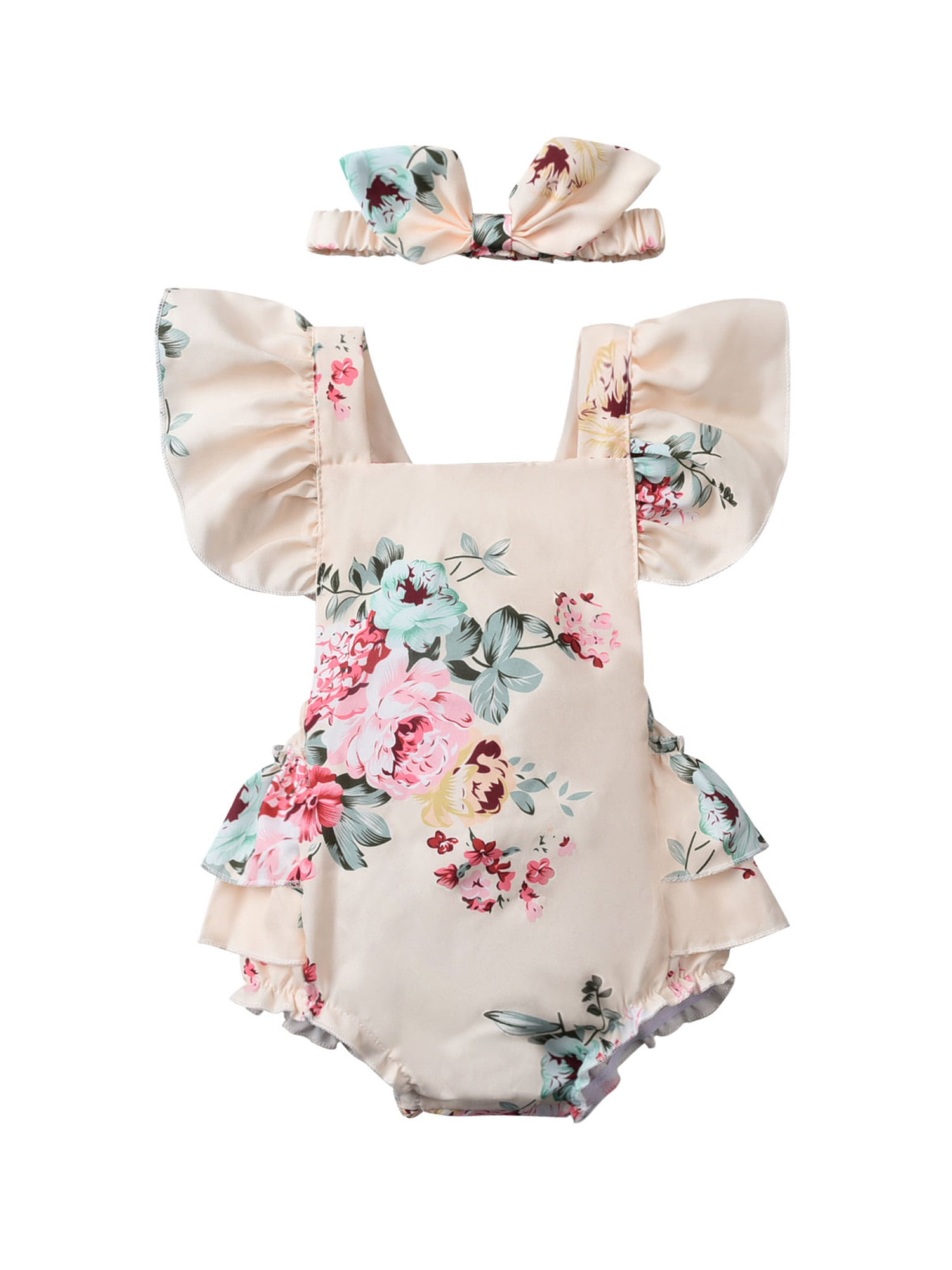 Newborn Baby Girl Floral Romper Bodysuit Jumpsuit Playsuit Outfit Clothes Set