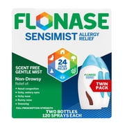 Flonase Sensimist Allergy Relief Nasal Spray - Non-Drowsy 24HR Long Lasting Allergy Relief With Fine, Scent-Free Mist - 240 Sprays Total (2 Bottles of 120 Sprays Each)