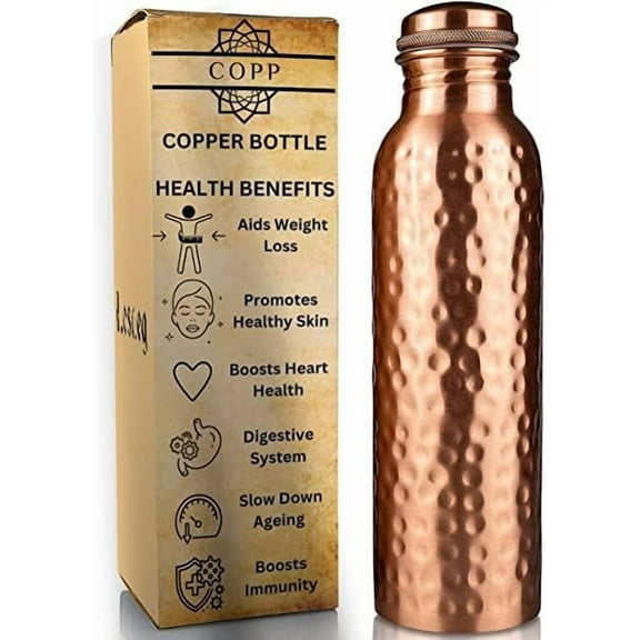 BlueQueen 34 oz Ayurvedic Copper Water Bottle