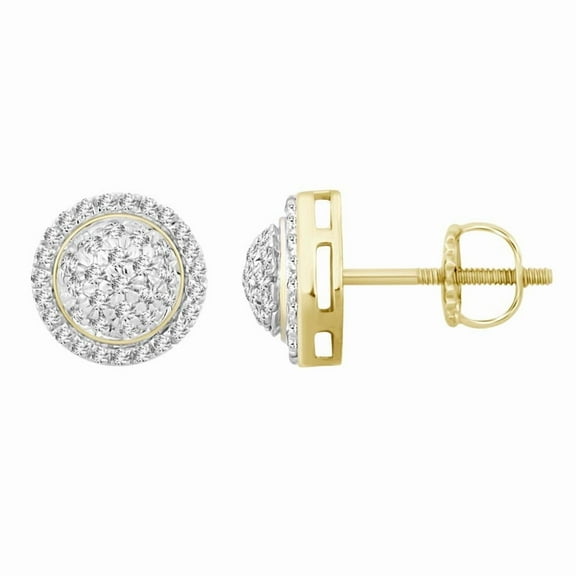 Bellano Women's Stud Earrings 0.25CT Round Diamond 10K Yellow Gold