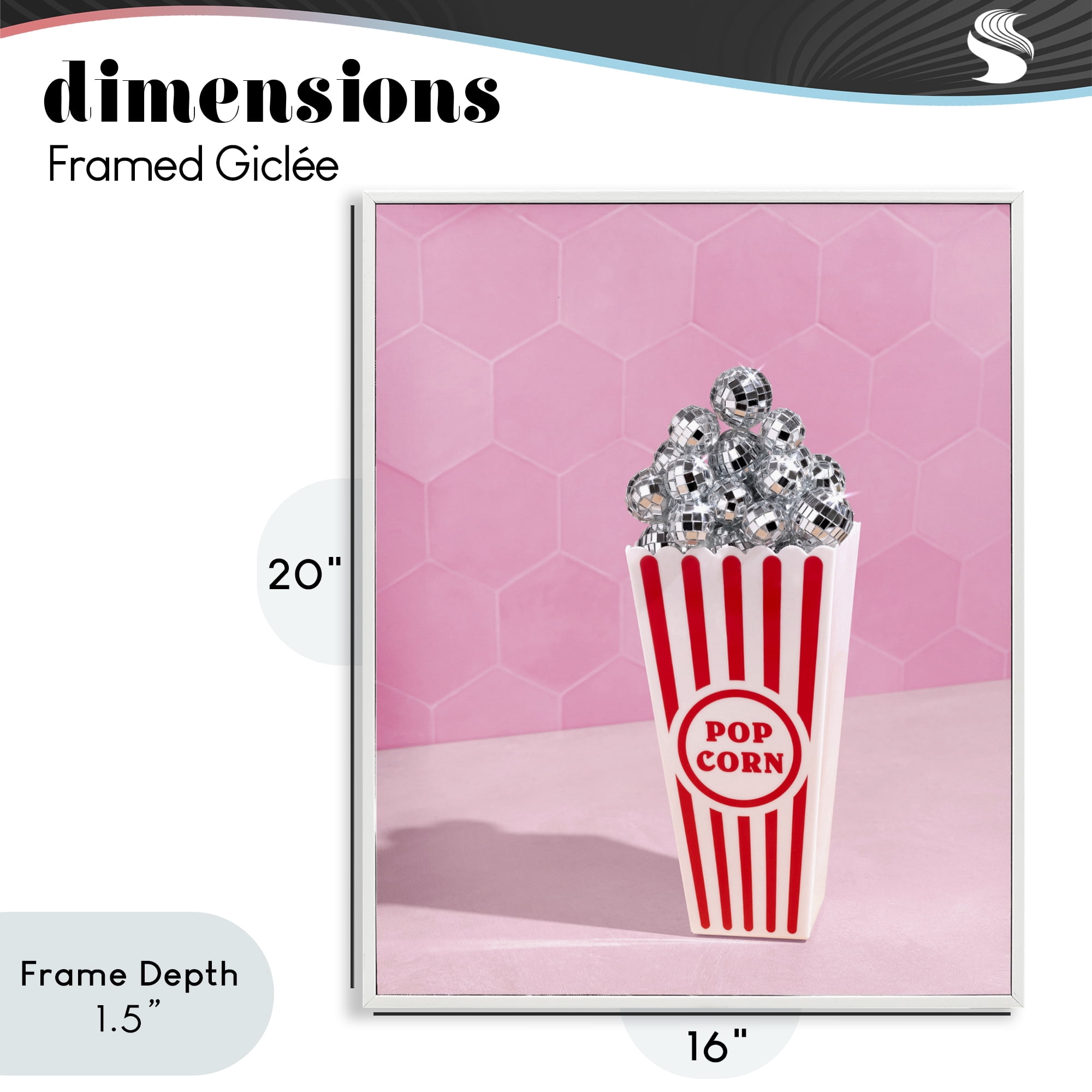 Stupell Industries Pink Disco Popcorn White Framed Giclee Art, design by LISH Creative
