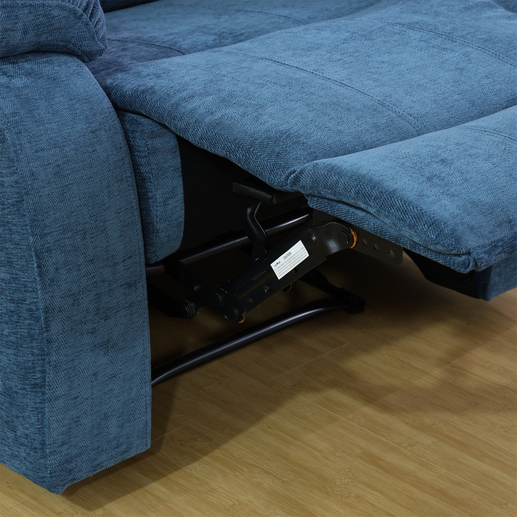 Aukfa Double Manual Recliner Chair, Overstuffed Loveseat w/ Cupholders, Flannel, Blue
