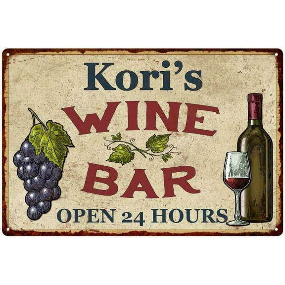 Kori's Rustic Wine Bar Sign Wall Decor Kitchen Gift 8 x 12 High Gloss Metal 208120056113