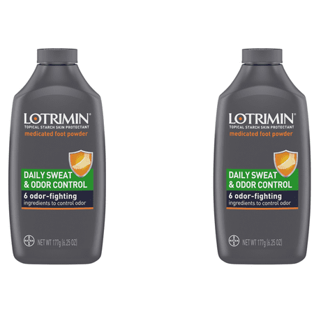 (2 pack) (2 pack) Lotrimin Daily Sweat & Odor Control Medicated Foot Powder, 6.25 oz