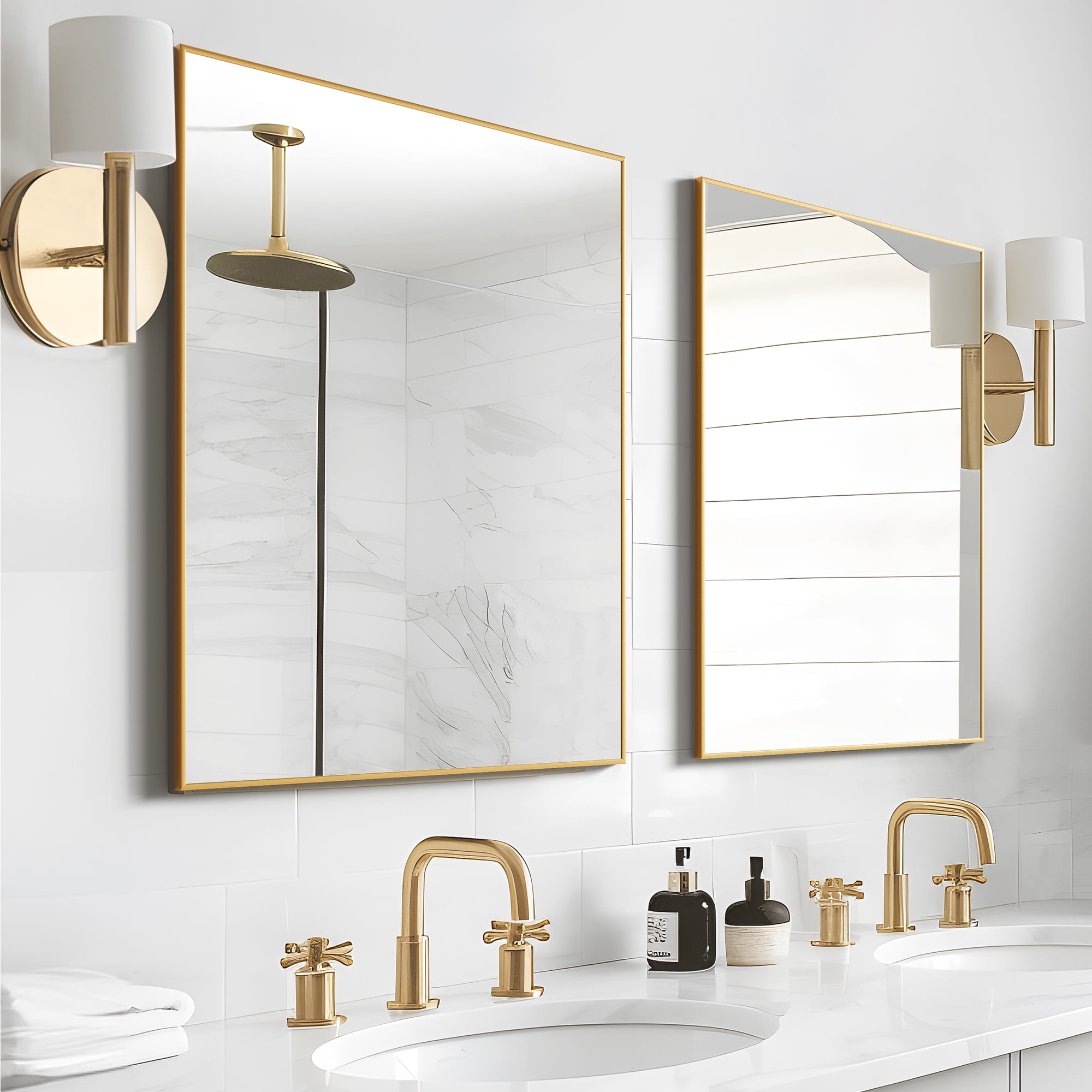 MAYEERTY 38"x22" Gold Modern Rectangle Mirror Home Decor for Living Room, Bedroom, or Bathroom