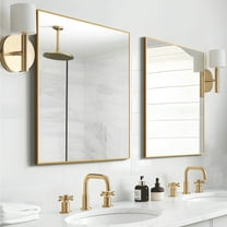 Lirago Rectangular Wall Mirror Set of 2, Bathroom Mirror with Aluminium Alloy Frame, Gold