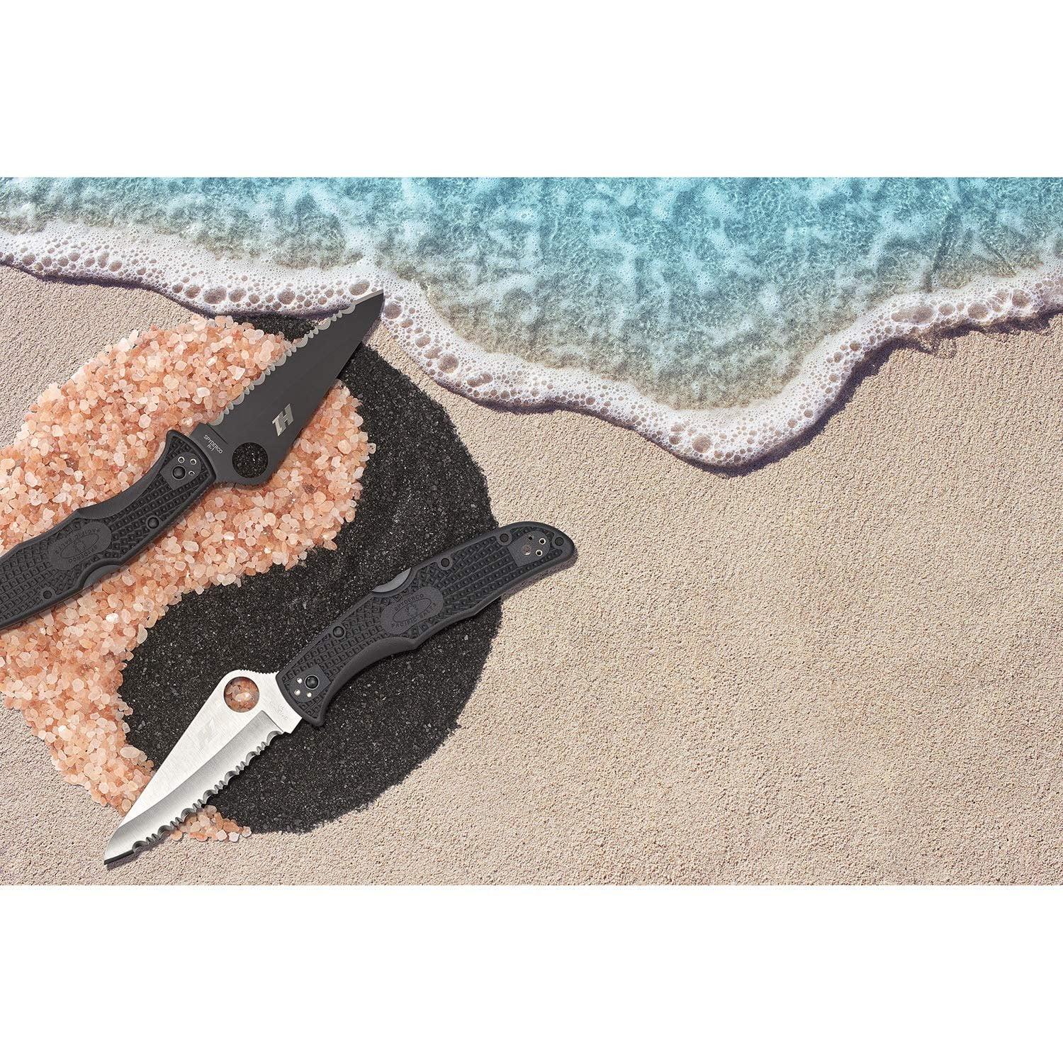 Spyderco Pacific Salt 2 Folding Knife 3.78" H2 Satin Serrated Blade, Yellow FRN Handles, Lockback - C91SYL2