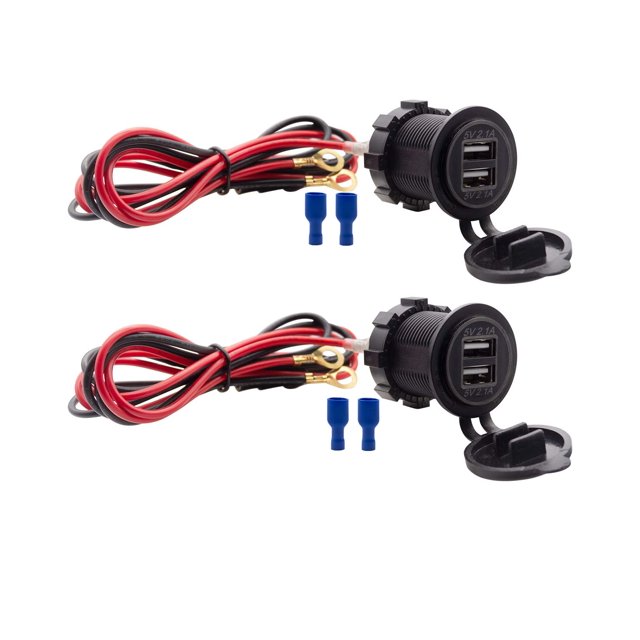 Enchufe de cargador USB dual, toma de corriente impermeable de 12 V/24 V