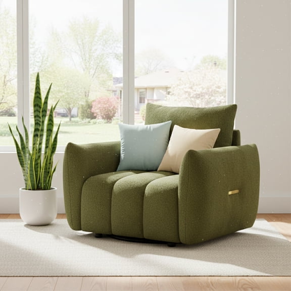 GOMYHOME Teddy Fabric Oversized Accent Chair, Modern Upholstered Armchair for Living Room