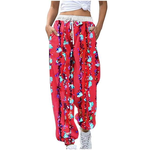 Birdeem Women Fashion Color Blocked Printed Drawstring Pants
