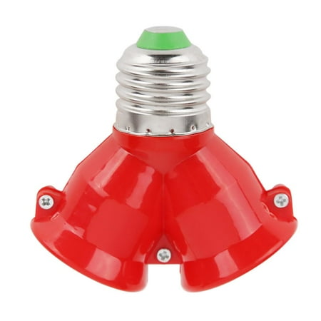 

E27 to 2E27 Lamp Holder Converter Socket Splitter Adapter Bulb Base (Red)