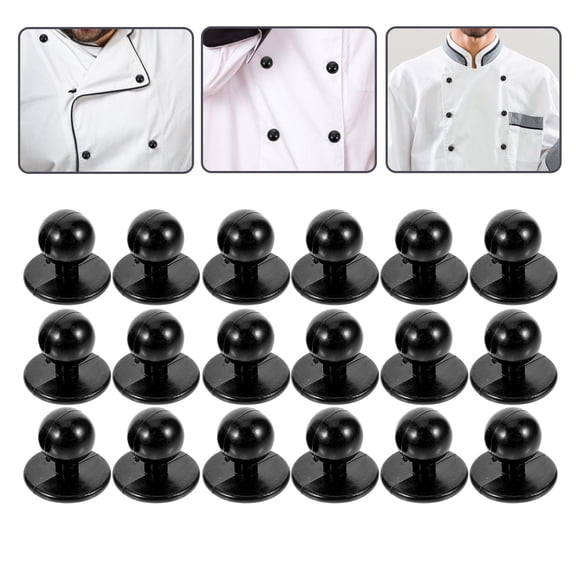 USHOBE 100Pcs Black Round Ball Shape Buttons for Clothing and Chef Uniforms