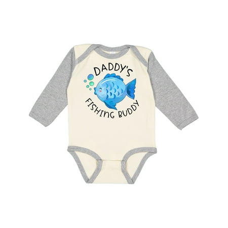 

Inktastic Daddy s Fishing Buddy with Cute Blue Fish Gift Baby Boy or Baby Girl Long Sleeve Bodysuit