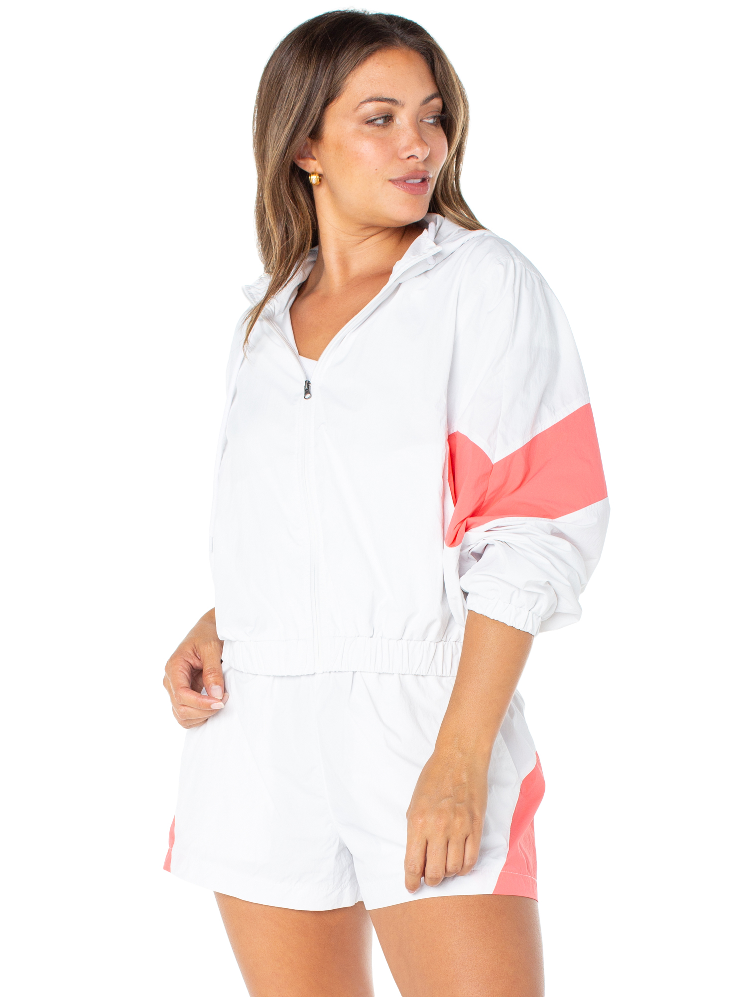 Celebrity Pink Women's Zip Front Hooded Windbreaker Jacket, Sizes XS-XXXL