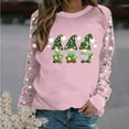 thumbnail image 3 of JTZGDY Green Shamrock Pattern Graphic T-Shirts for Women St. Patrick's Day Long Sleeve Crewneck Pullover Sweatshirts Fashion Holiday Outfit Tees Shirt Tops C-Pink XXL, 3 of 6