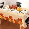 thumbnail image 4 of Thanksgiving Tablecloth, 3 Pack Disposable Plastic Tablecloth 54" x 108" Thanksgiving Decorations, Autumn Maple Leaf Party Table Cover, Fall Harvest Party Decor for Outside,Picnic,Home,Dinner, 4 of 14