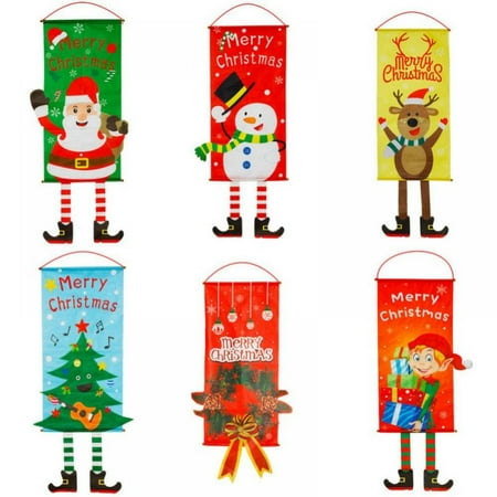

6 Pcs Christmas Flag Christmas Hanging Banner Window Display Pendant Couplet Creative Flag Hanging Christmas Decorations