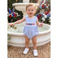 thumbnail image 6 of BemeyourBBs Newborn Baby Boy Girl 4th of July Outfit Independent Day Summer Smocked Bubble Romper Patriotic American Flag Embroidery Sleeveless Gingham Plaid Bodysuit Jumpsuits, 6 of 7