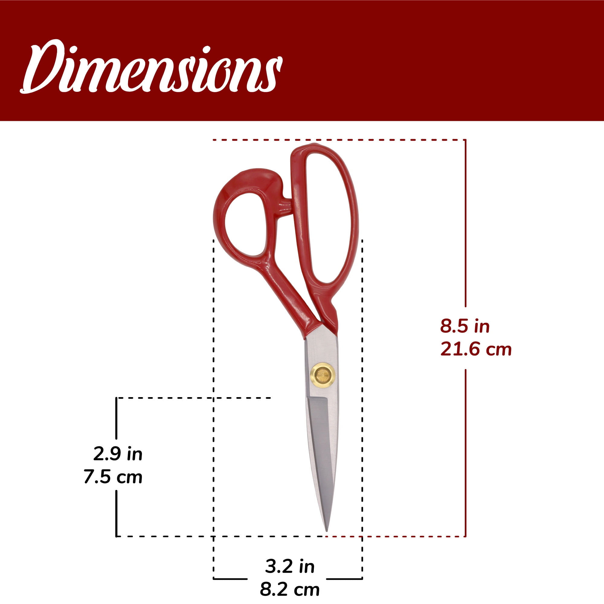 Grooved Fabric Scissors - 8" Red - 30 Scissors
