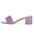 thumbnail image 2 of YDN Women Glossy Open Toe Bowknot Mules Slip On Mid Chunky Block Heel Slide Sandals Chic Daily Dressy Shoes Size 8.5 Purple, 2 of 4