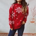 thumbnail image 1 of Suéter grueso de otoño e invierno con copos de nieve navideños, cuello redondo, manga larga, jersey de punto, 1 of 5