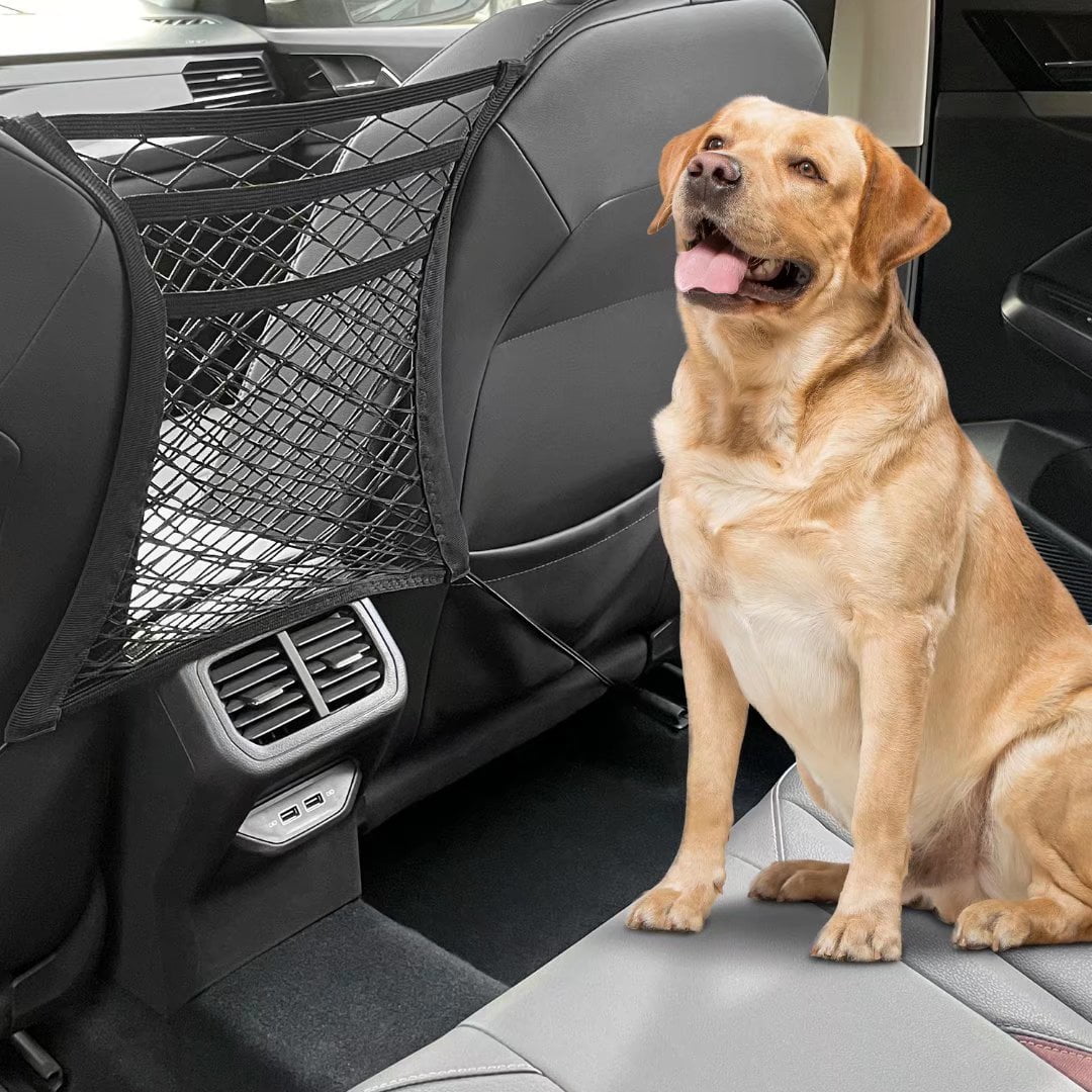 Xshuai  Car Pet Barrier Safety Net for Dog Vehicle Universal Stretchy Auto Mesh Fence Safety Barrier Durable Travel Blocks Dogs Access To Car Front Seats Backseat Black