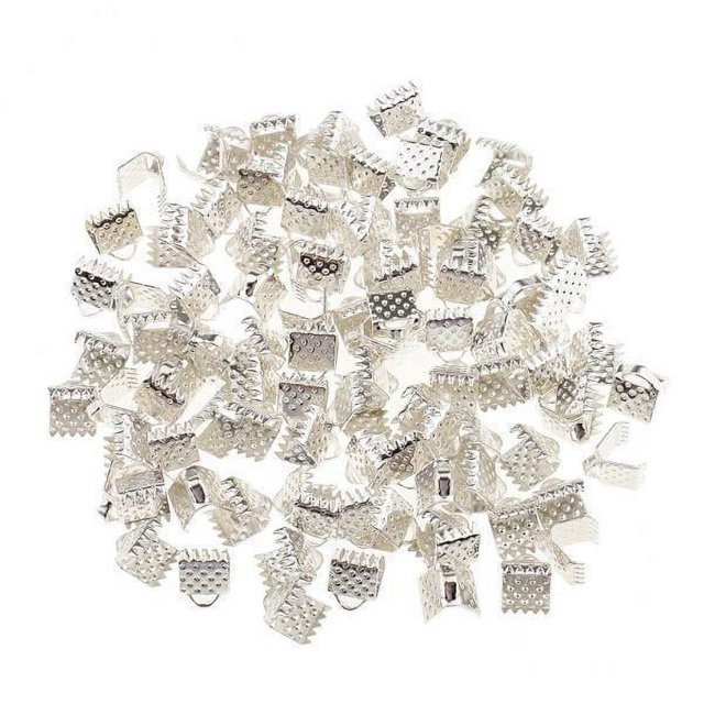 6x100 Piezas Cierres Abrazaderas Extremo De Sujeción Para Fabricación De Joyas 6mm Plata Brillante