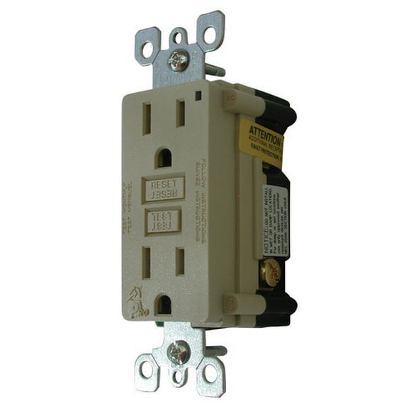Valterra Receptacle DG15VVP Diamond Group; Indoor/Outdoor Use; 15 Amp or 20 Amp/120 Volt AC Power; Ground Fault Interrupter Type; Ivory