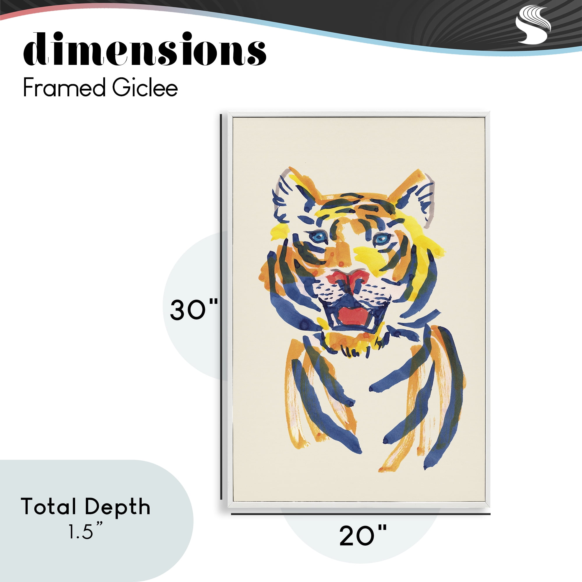 Tiger Roar Watercolor White Framed Giclee Art, design by Karolina Sato