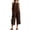 Brown, variant on Women's Cotton Linen Wide Leg Cropped Overalls Crew Neck Sleeveless Button Down Culotte Jumpsuits with Pockets for Casual Wear