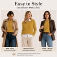 thumbnail image 6 of QUALFORT Women’s Crew Neck Pullover Sweater, Soft Lightweight Long Sleeve Knit Top, Solid Color Casual Sweater, Mustard Yellow M, 6 of 7