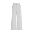 thumbnail image 4 of QTSHPN Wide Leg Pants Women Pure Color Linen Blend Casual Trousers Loose Comfortable Elastic Waist Summer Fashion Versatile Work Pants Women White S, 4 of 5