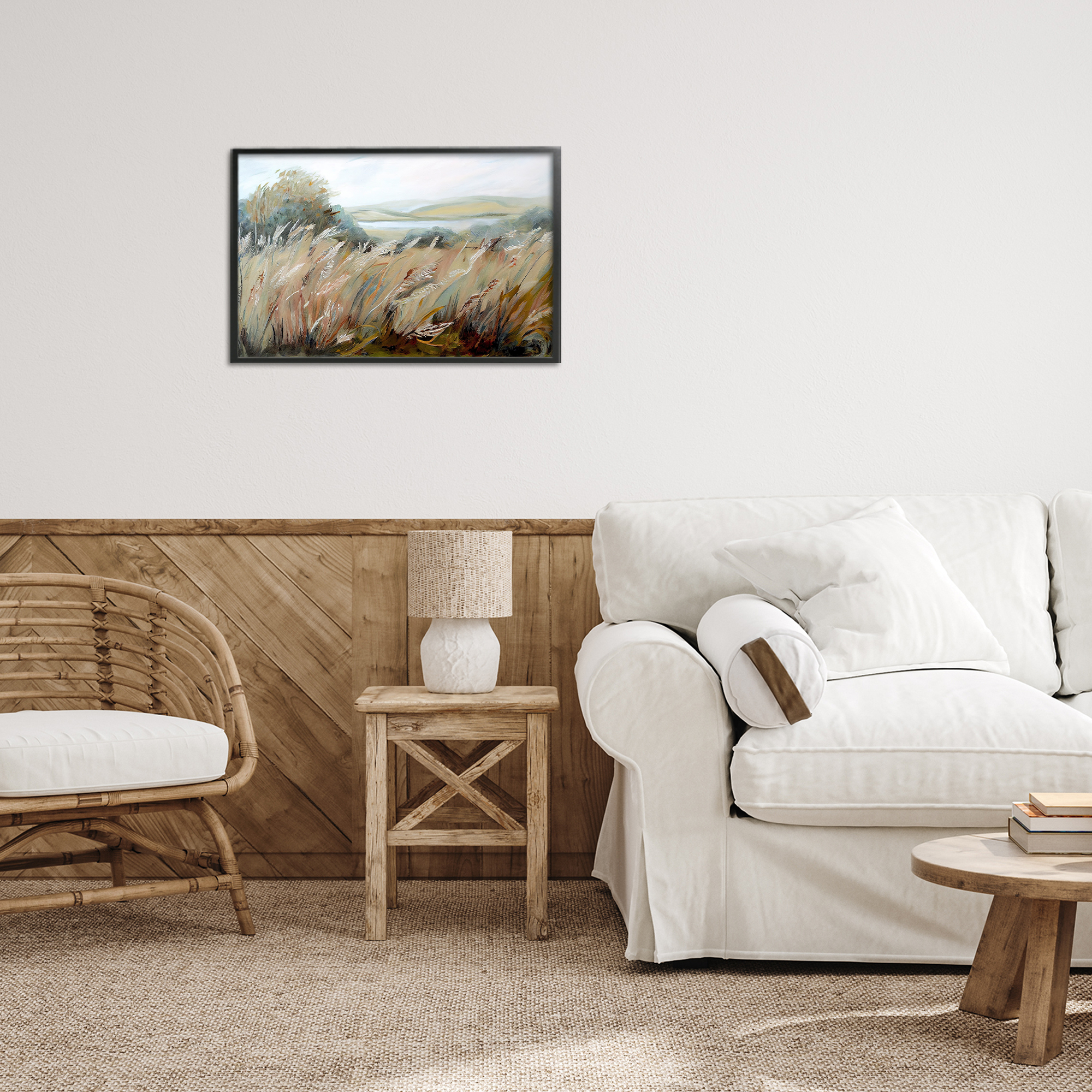 Windy Meadow Distortion Black Framed Giclee Art, design by Sasha