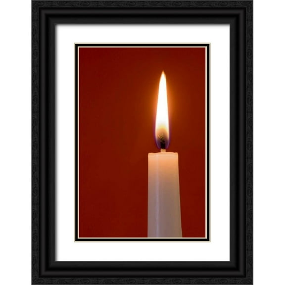 Kaveney, Wendy 23x32 Black Ornate Wood Framed with Double Matting Museum Art Print Titled - Burning candle on red background