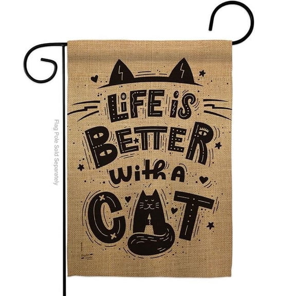 Angeleno Heritage G135230-BO Better with a Cat Animals 13 x 18.5 in. Double-Sided Decorative Vertical Garden Flags for House Decoration Banner Yard Gift