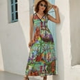 thumbnail image 5 of Tiki Hut Vintage Retro Art Dress Summer Street Style Bohemia Long Dresses Female Sleeveless Printed Maxi Dress, 5 of 9