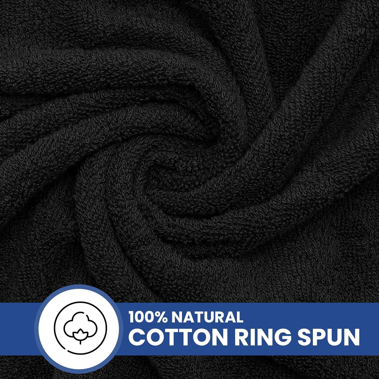 Linteum Textile 100% Cotton Bleach Proof Hand Towels 16x27 Inches [Pack of 12] Black